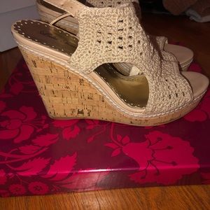 Lulu Townsend tan cork wedges